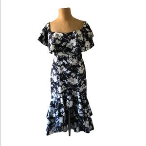Fame and Partners Off the Shoulder Blue floral print dress Size 4